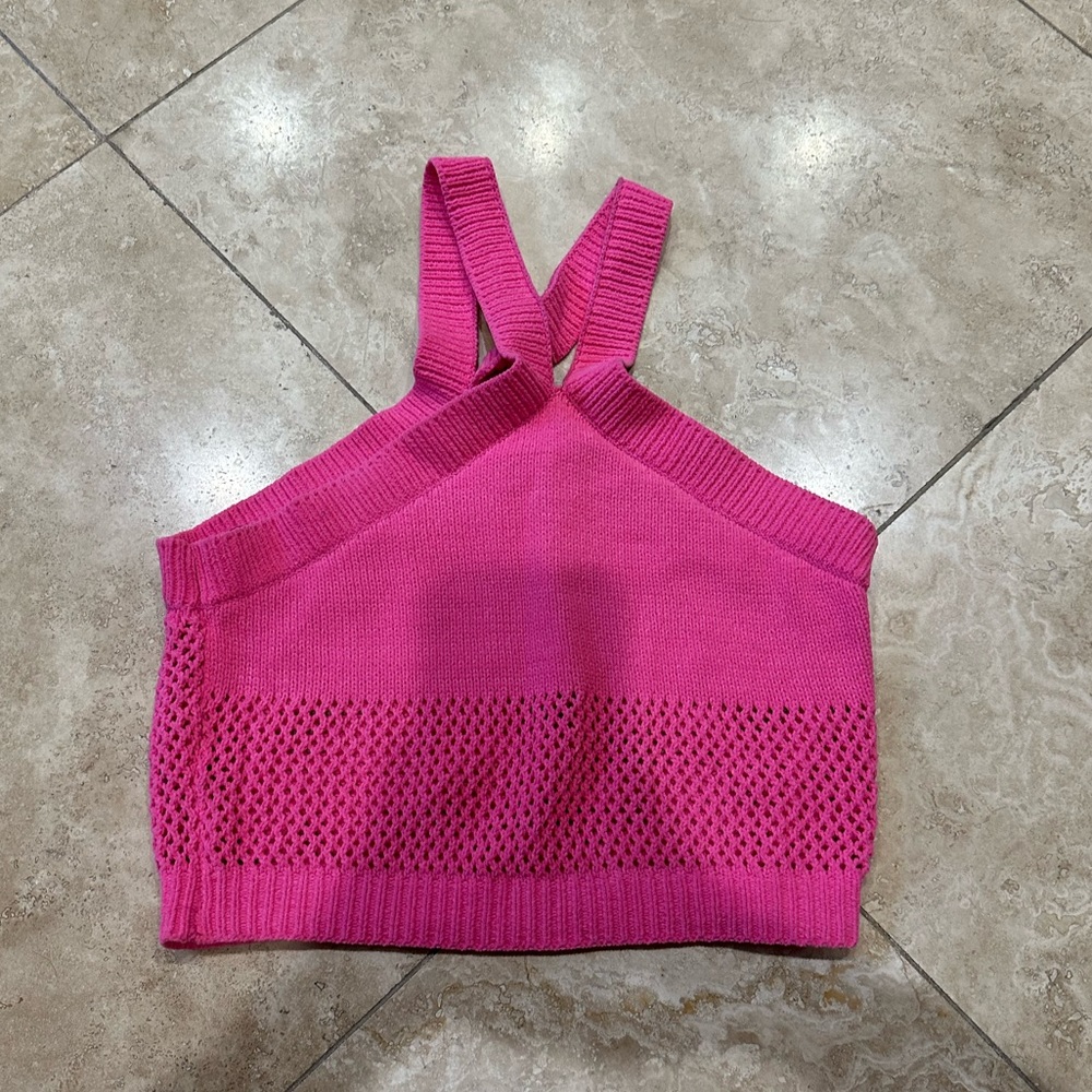 Zara knit pink crop tank top